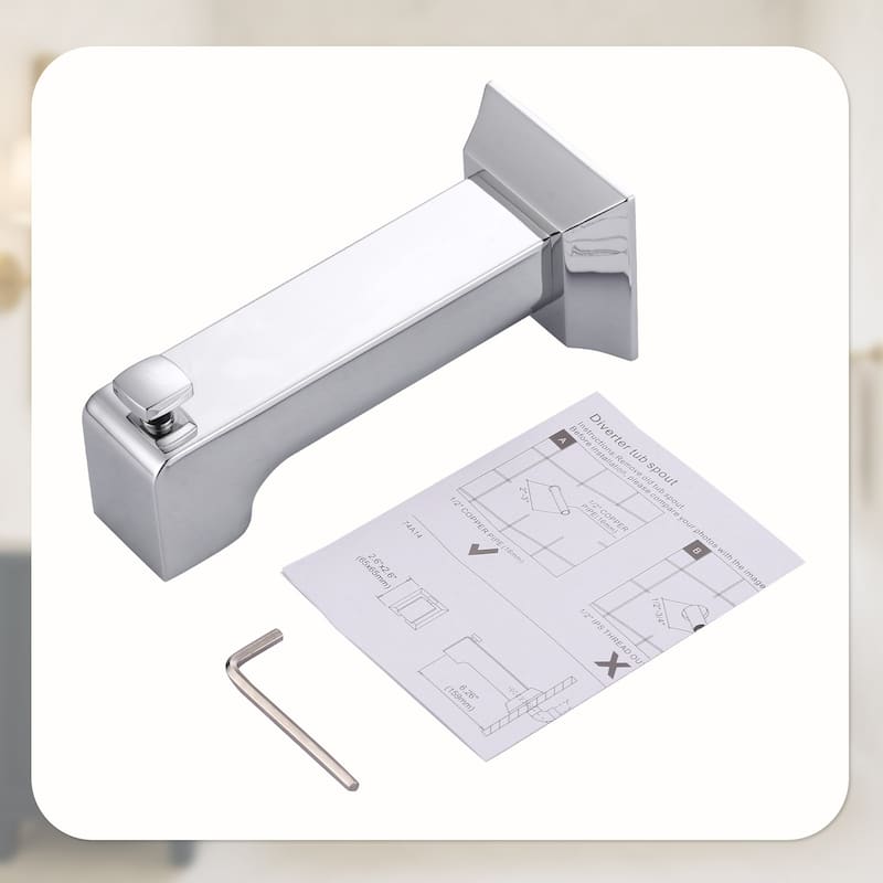 WOWOW Wall-Mounted Square Bathtub Spout with Diverter