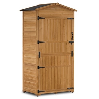 MCombo Large Outdoor Storage Cabinet with Folding Table (3 x 2 x 6 FT), Wooden 1965 - 39.8"x26"x74"