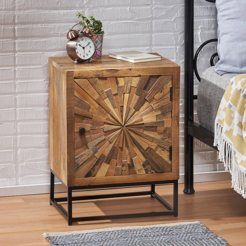 Orem Boho Wooden Night Stand by Christopher Knight Home - Natural+Black+Walnut