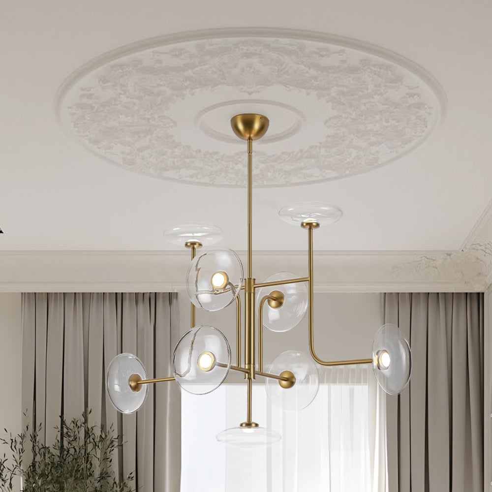 Art Deco 9-Light Sputnik Glass Dimmable LED Chandelier