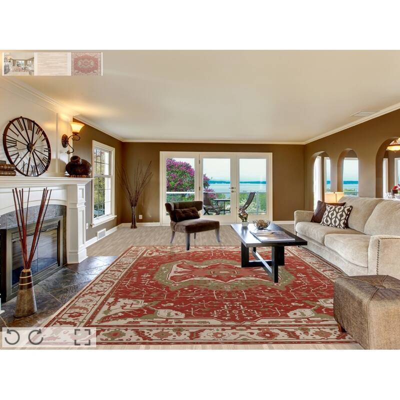 Red Heriz Serapi Turkish Oriental Area Rug Hand-knotted Wool Carpet - 9'9" x 13'0"