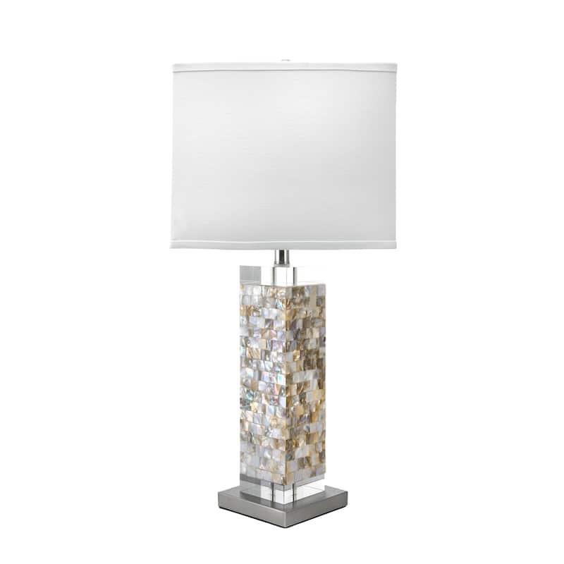 Nuloom 29" Mosaic Shell Prism Linen Shade Table Lamp - 13"W x 13"D x 29"H
