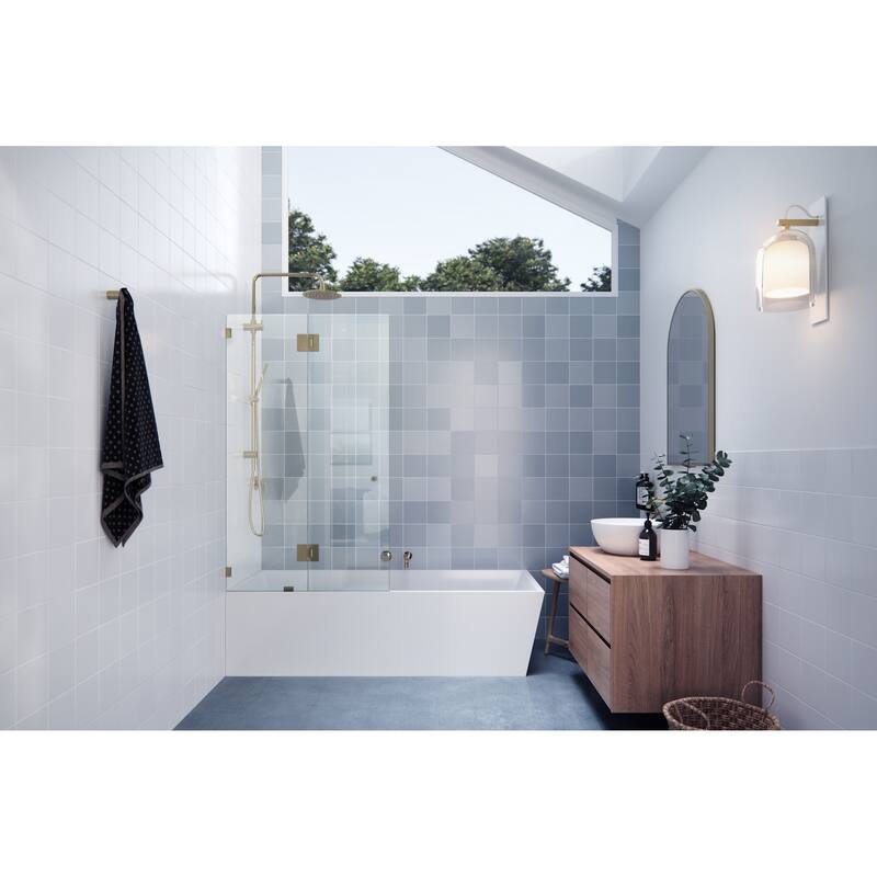 Glass Warehouse GW-B-GH-34 Halo 58" High x 34" Wide Hinged Frameless