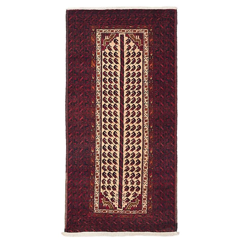 ECARPETGALLERY Hand-knotted Teimani Ivory, Red Wool Rug - 3'2 x 6'6