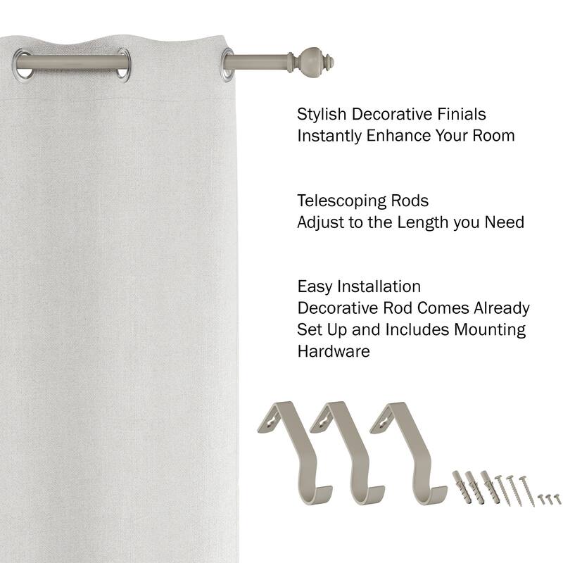 1-Inch Decorative Modern Urn Finial Curtain Rod by Lavish Home