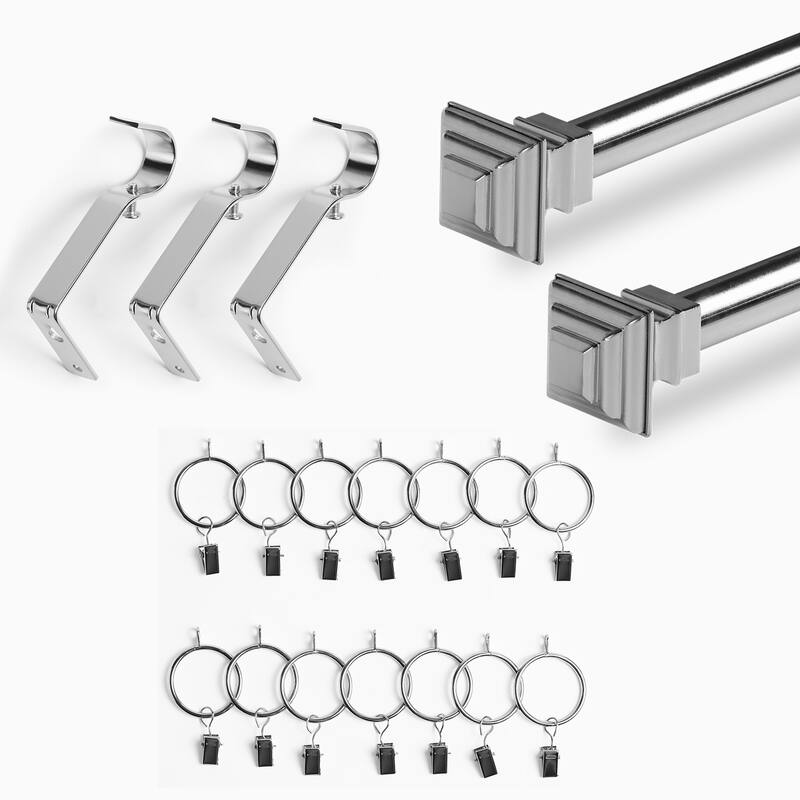 Exclusive Fabrics Modern Square Extendable Metal Rod Set, 52 - 144