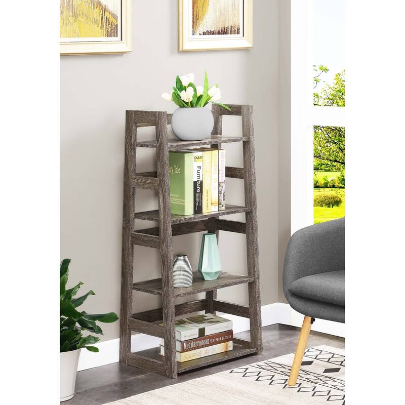 Porch & Den Logan 4-tier Trestle Bookcase - Weathered Grey
