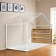 preview thumbnail 1 of 15, Twin Size Metal Bed House Bed Frame with Shelves and Lights