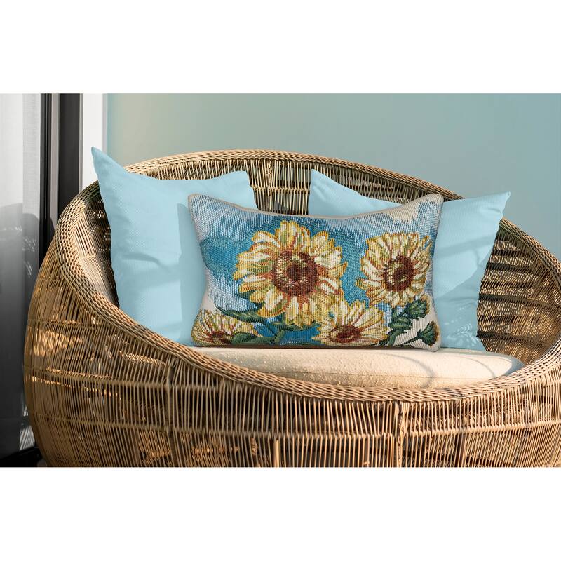 Liora Manne Marina Sunny Day Indoor/Outdoor Pillow - 12" x 18" - Polyester - Blue