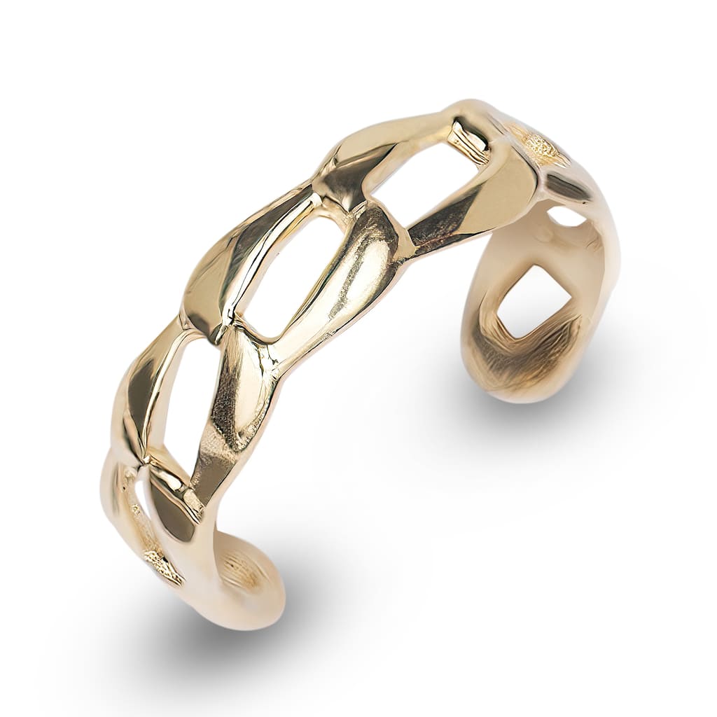 Curata Solid 10K Yellow Gold 4mm Flat Curb Link Adjustable Toe Ring