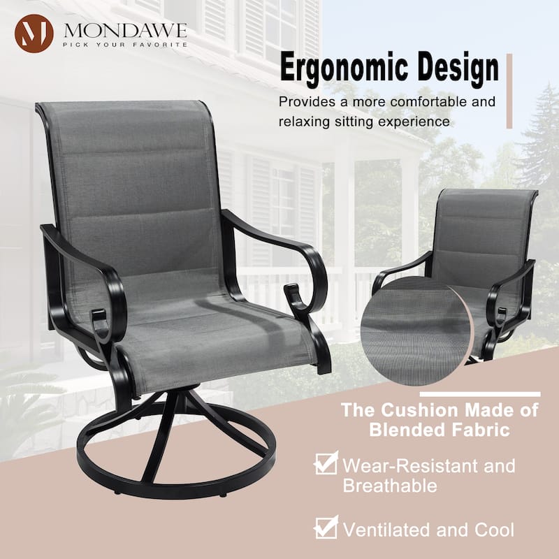 Outdoor Aluminum Swivel Chair Set with Textilene Backrest
