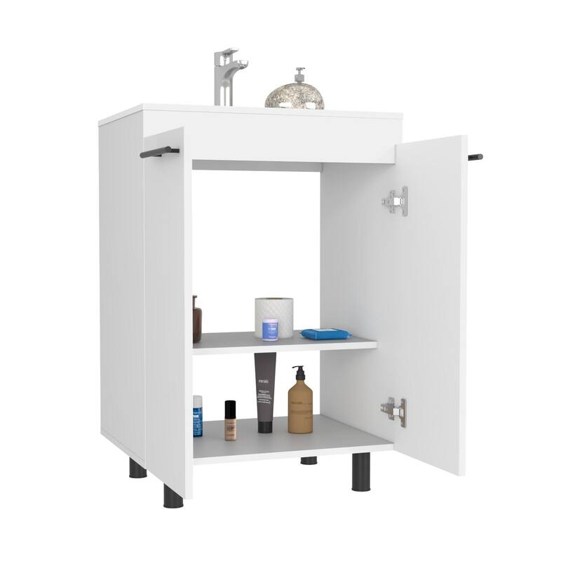 Modern Vanity with Durable One-Hole Resin Sink and Drop-In Design - 23.8"W x 34.1"H - 18.1in L