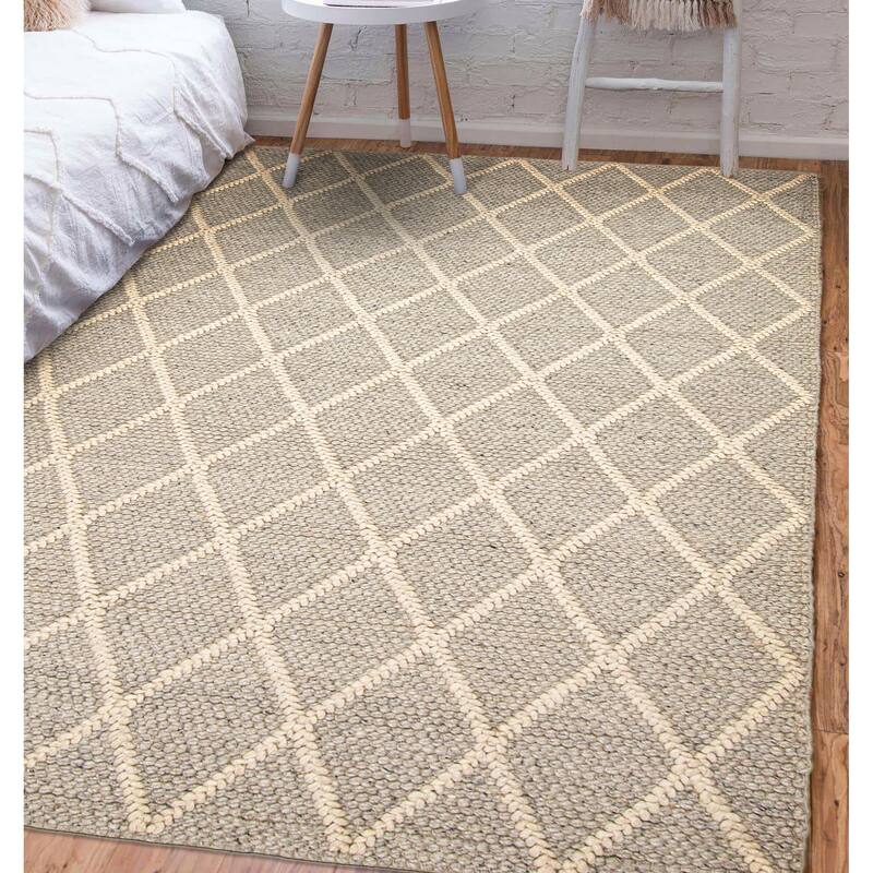 ECARPETGALLERY Braid weave Sienna Grey Wool Rug - 5'0 x 7'9