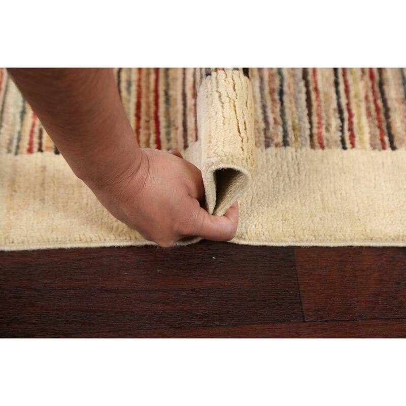 Gabbeh Kashkoli Wool Contemporary Striped Area Rug Hand-knotted Carpet - 2'6" x 4'1"