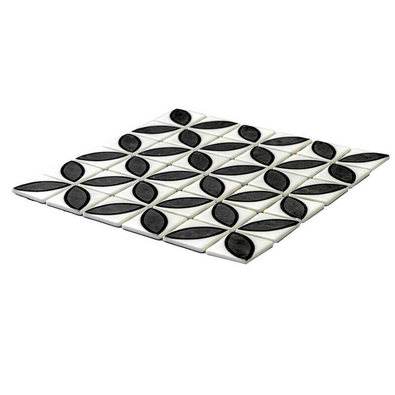 Eterna Lily 2x2 Matte & Shiny Glass Floral Mosaic Tile - Floor, Wall, Backsplash