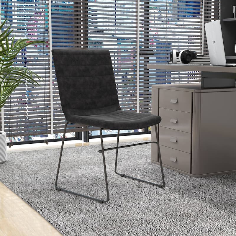 Zylar Modern Leather Guest Chair with Lumbar Support, Stainless Steel Base, High-Density Foam, Floor Protectors, 300 lb Capacity
