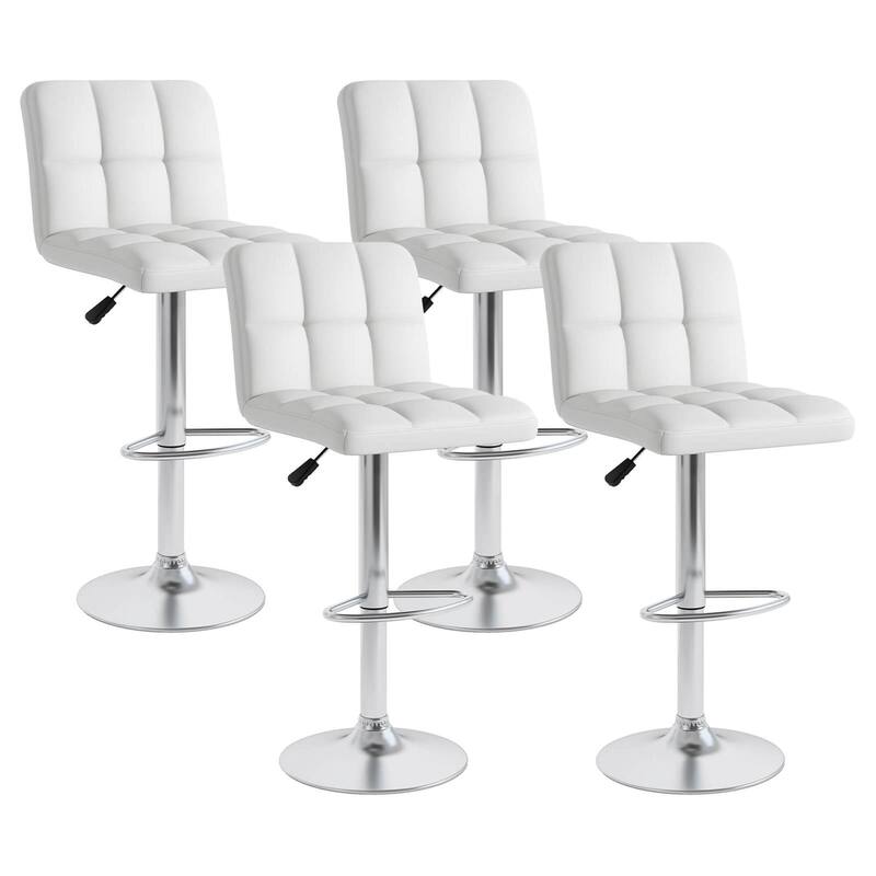 Costway Modern Swivel Bar Stools Set of 4 with Heavy-duty Metal Base & - See Details - White