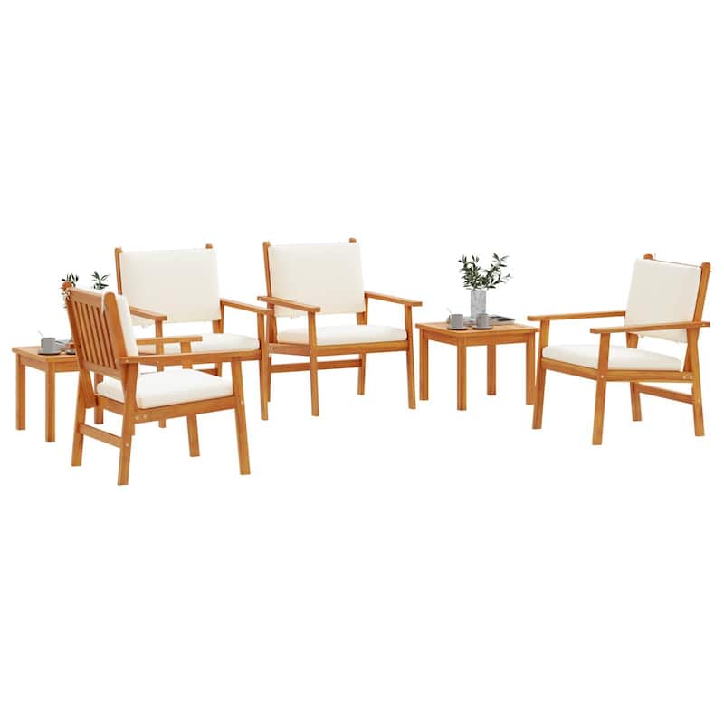 vidaXL 6 Piece Garden Dining Set with Cushions Solid Wood Acacia - 17.7 x 17.7 x 15