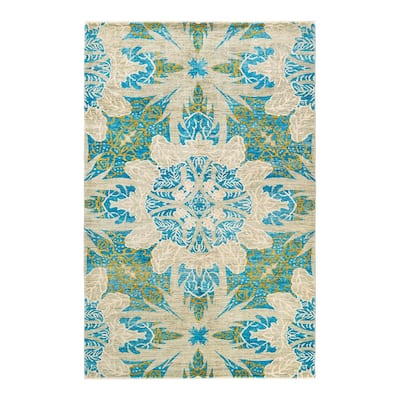 Overton Hand Knotted Wool Vintage Inspired Modern Contemporary Eclectic Light Gray Area Rug - 5' 0" x 7' 10"