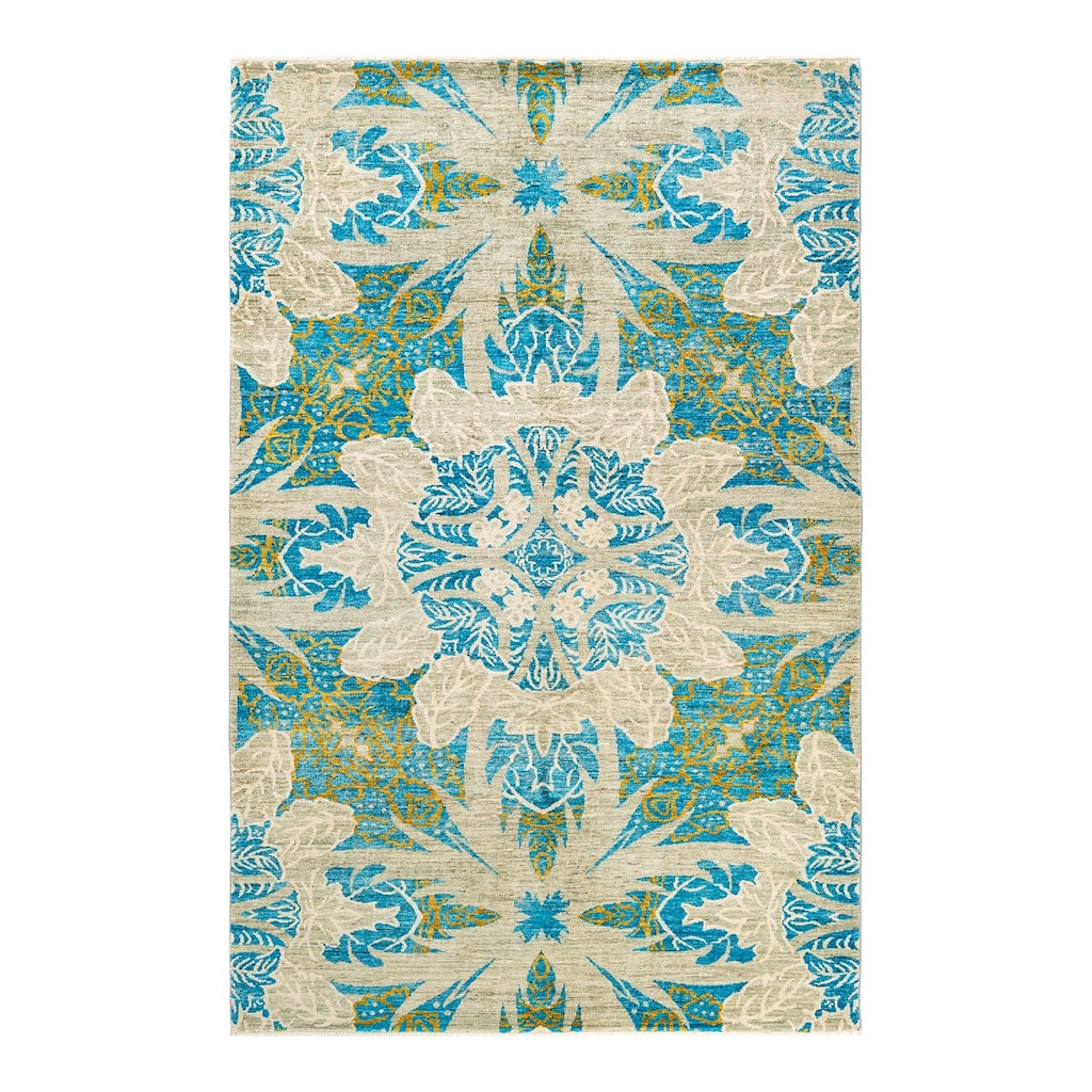 Overton Hand Knotted Wool Vintage Inspired Modern Contemporary Eclectic Light Gray Area Rug - 5' 0" x 7' 10"
