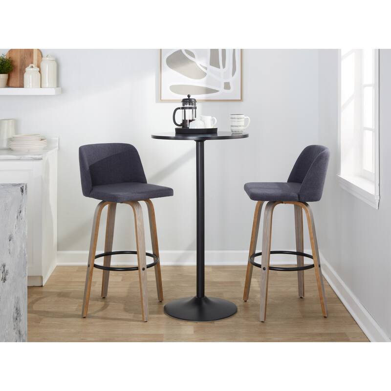 The Gray Barn Vallberga 30" Fixed-Height Bar Stool with Light Grey Wood Base (Set of 2)