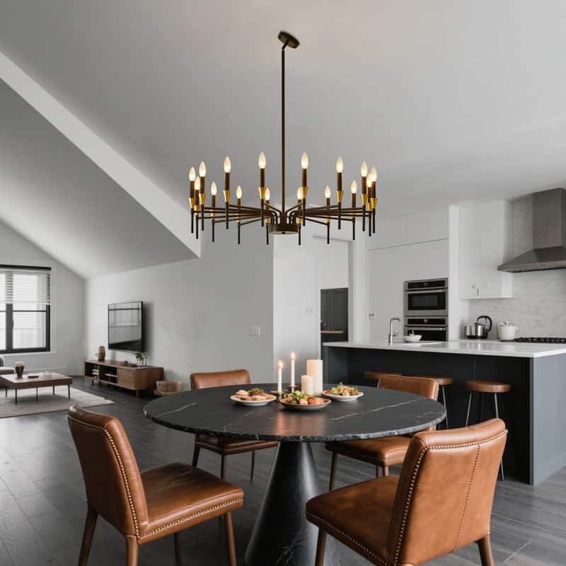 Black Farmhouse Chandelier Modern Candle Chandelier for Dining Room