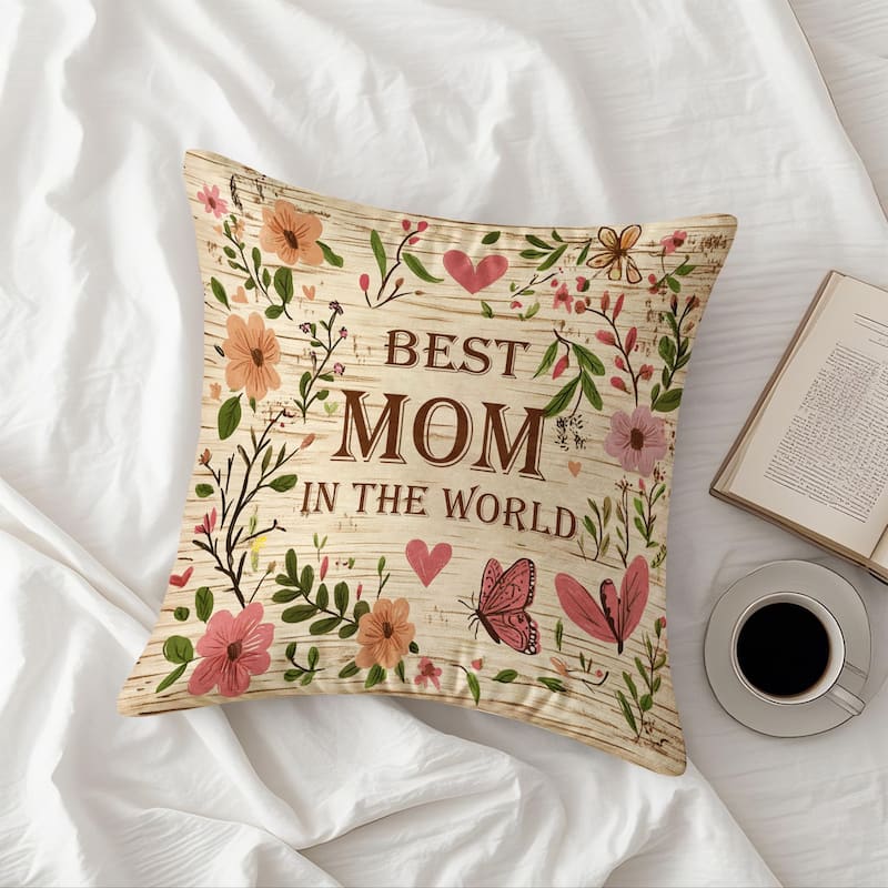 Mother's Day Pillow Cover,Floral Decorative Pillow Cover Cushion Case,Mother's Birthday Gift Idea, Pillowcase for Mom,