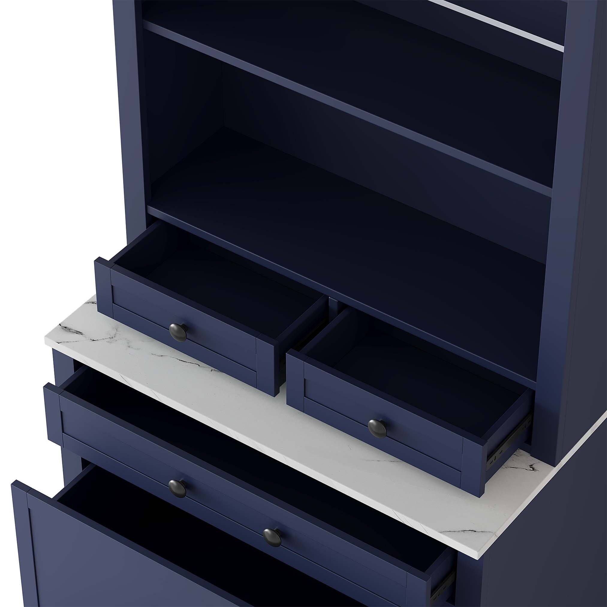 Modern Freestanding Kitchen Pantry, Buffet Coffee Bar Cabinet with Drawer, 2 Adjustable Shelves,Set of 2