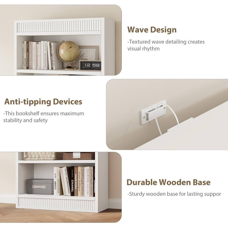 5-Tier Wooden Bookshelf, Sturdy Bookcase Perfect for Living Room, Bedroom - N/A