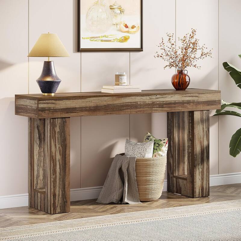 63" Wooden Console Table, Rectangular Sofa Table for Behind Couch, Entryway, HallwayLiving Room