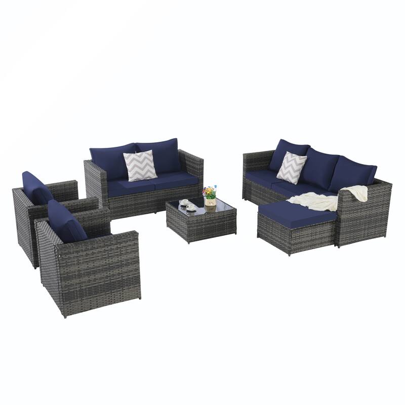 6PCS Rattan Convrtsation Set With Glass Table