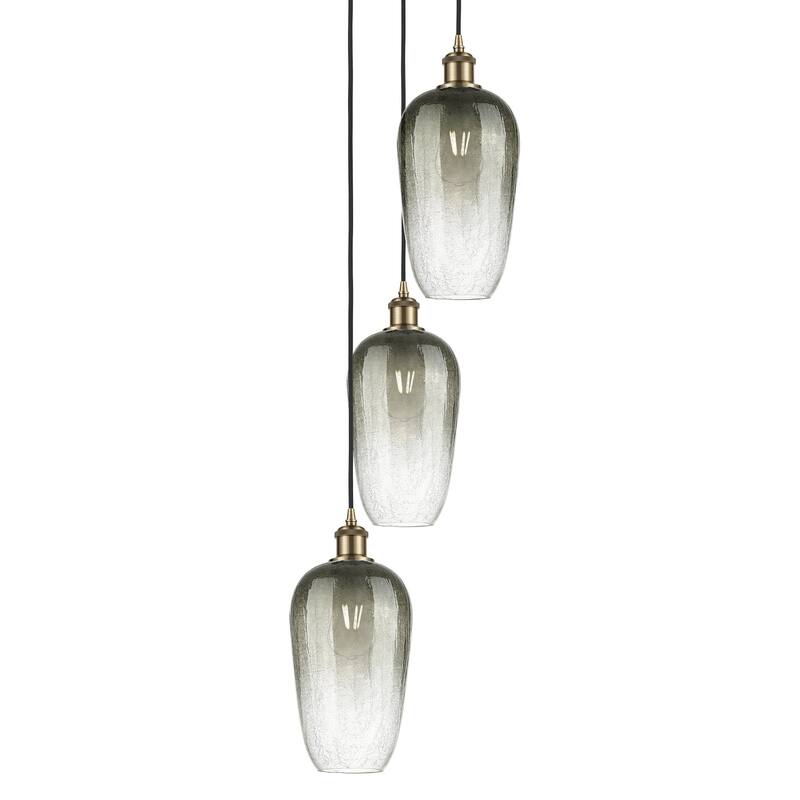 Innovations Lighting 113B-3P-46-14 Brookhaven Flute Pendant Brookhaven - Antique Brass / Slate