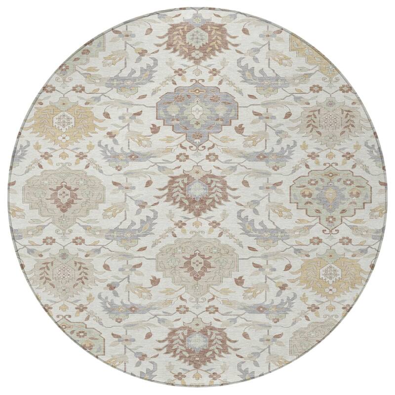 HomeRoots Damask Traditional Rectangle Outdoor Rug