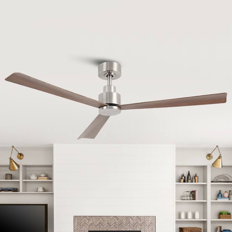 52 in. Matte Black Industrial Reversible DC Motor Ceiling Fan - 52" L x 52" W x 11.6" H