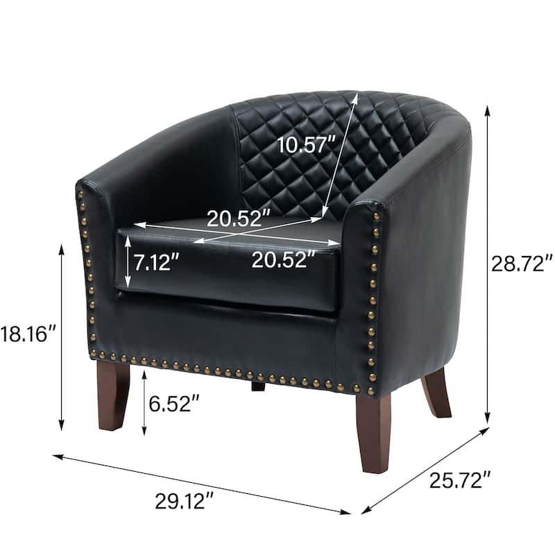 Faux Leather Barrel Accent Chair