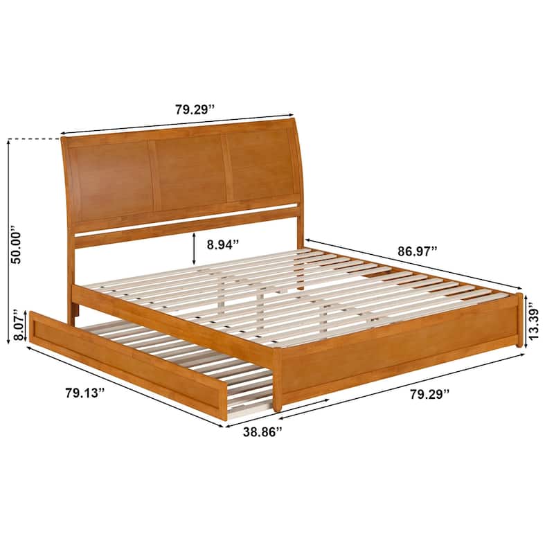 Andorra Platform Bed with Panel Footboard and Twin XL Trundle