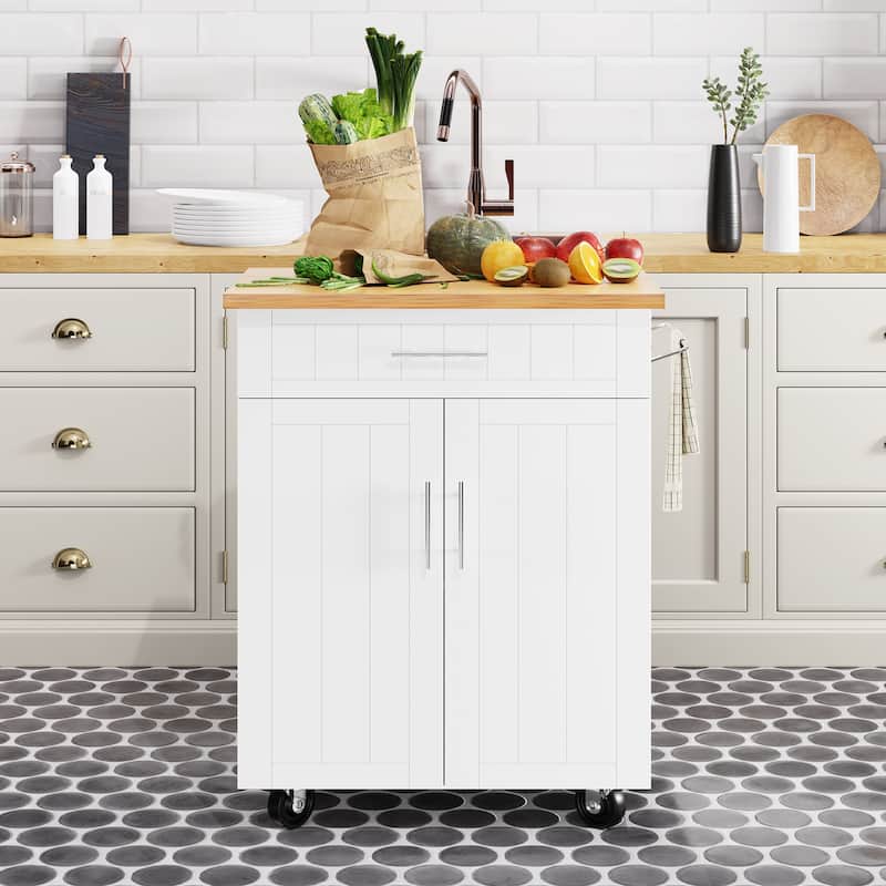 Futzca Storage Kitchen Island Cart - N/A - White