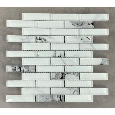 Glass Mosaic - 1 x 4 Brick Pattern Wall Mosaic Tiles - Case (10 Sheets)