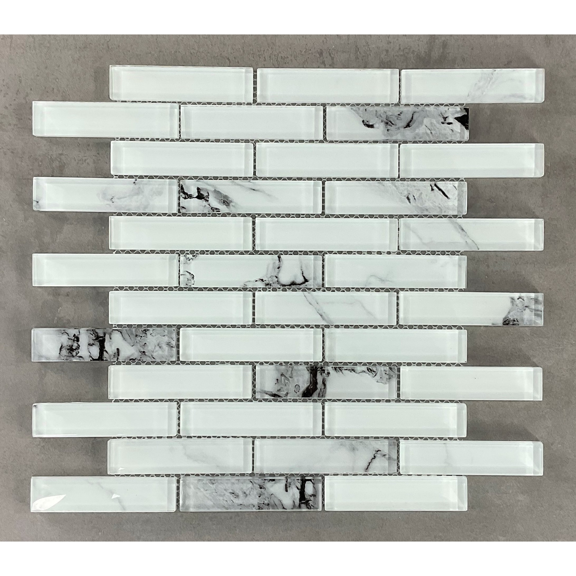 Glass Mosaic - 1 x 4 Brick Pattern Wall Mosaic Tiles - Case (10 Sheets)