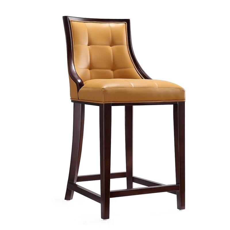 Manhattan Comfort Fifth Ave Dark Walnut Counter Height Bar Stool (Set of 2)