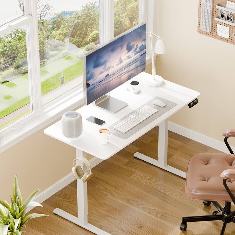 Electric Standing Desk, Height Adjustable Desk with LED Display - 47*24 - White/White