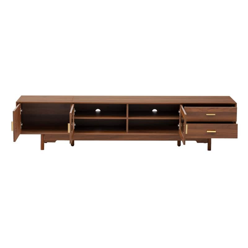 Modern 78" TV Stand for TVs Up to 85", Modern Entertainment Center with Glass Doors and Drawers