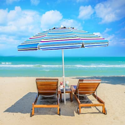 7.2 FT Portable Beach Umbrella with Sand Anchor and Tilt for Outdoor Use