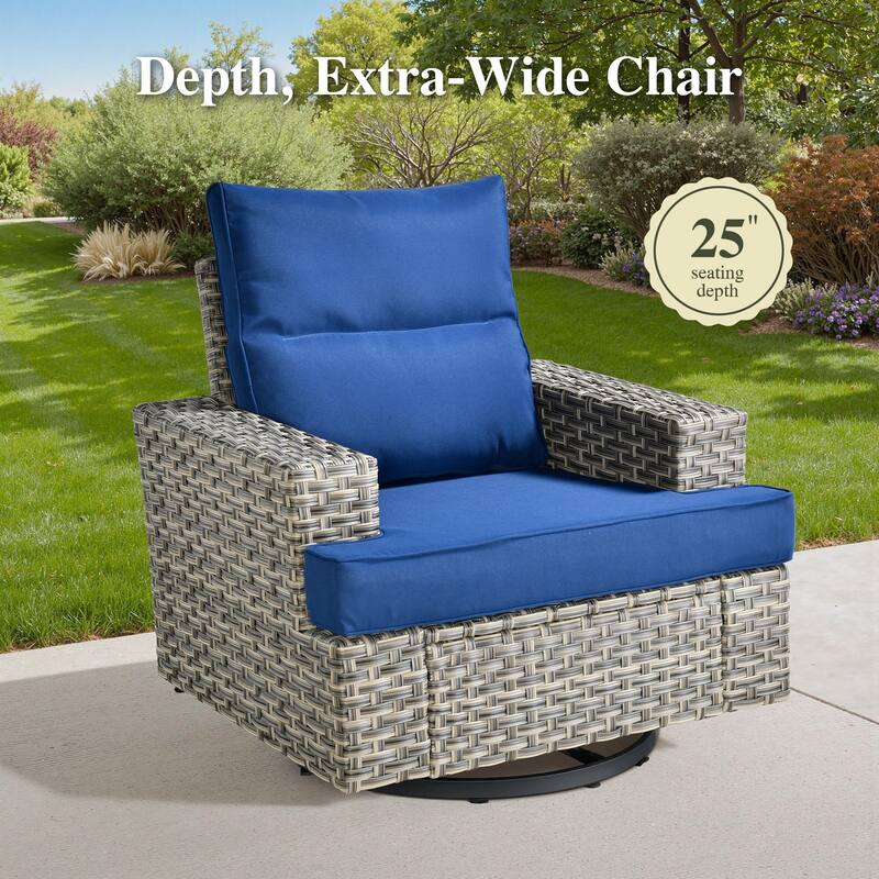 OVIOS 9 Pieces T shaped Seat Curved Swivel Chair Set With Fire Pit