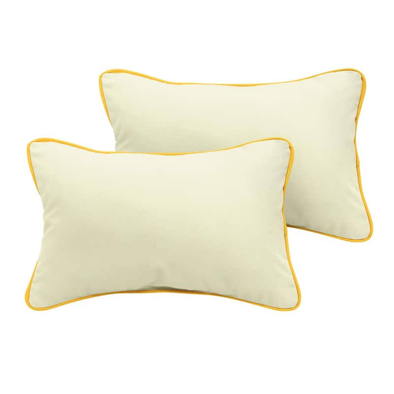 Sunbrella Canvas Natural/ Sunflower Yellow Indoor/ Outdoor Pillow Set - 12 in x 24 in