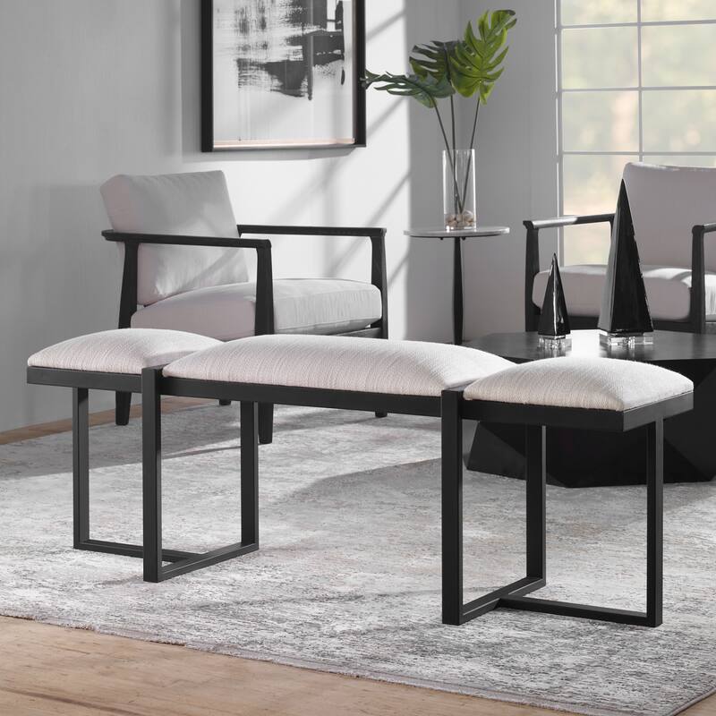 Textured Top Bench with Angular Framework - 60" - White and Black