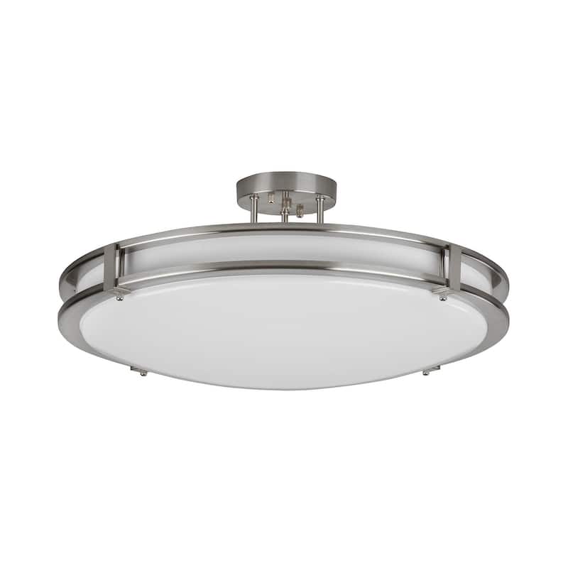 AFX CAC24L5AJUD Carlisle 24" Wide LED Semi-Flush Bowl Ceiling Fixture - Satin Nickel