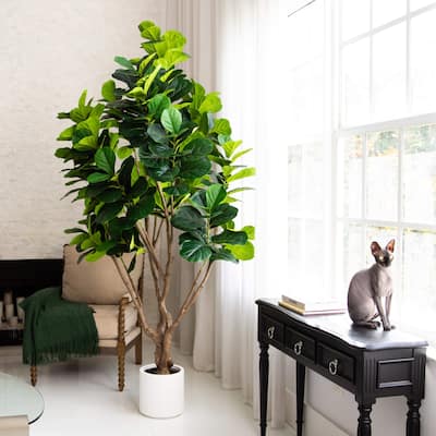 Potted Fiddle Leaf Artificial Tree - 8' - Unlit