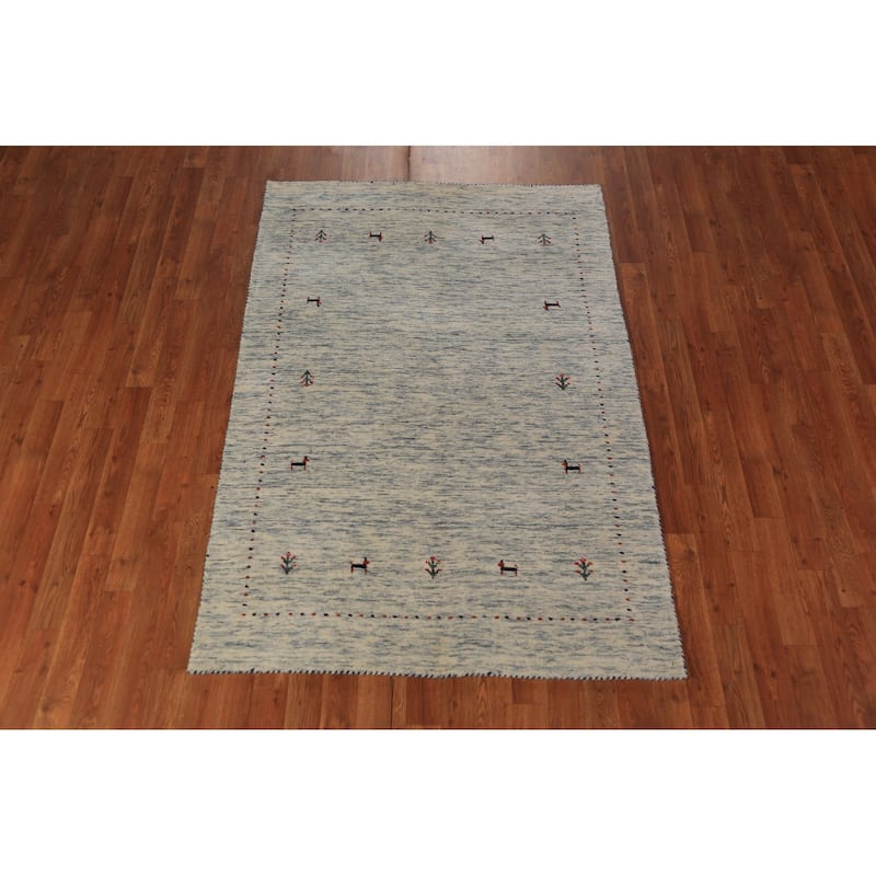 Little Animals Tribal Gabbeh Oriental Rug Handmade Wool Carpet - 3'11" x 5'9"