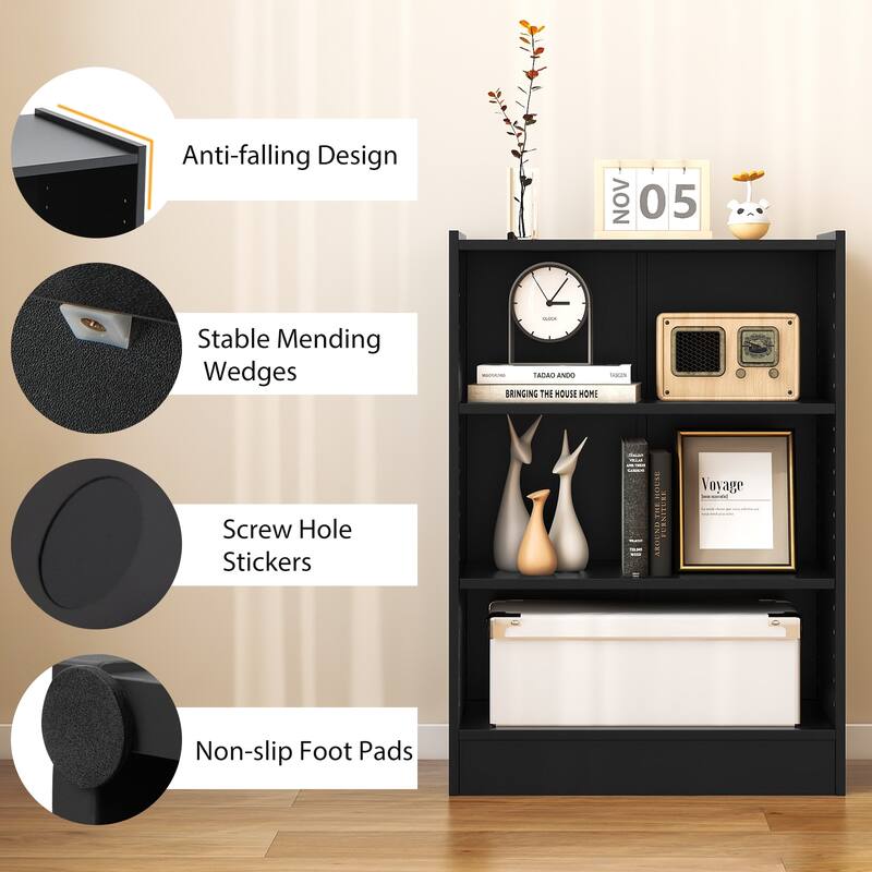 Costway 2 PCS 3-Tier Bookcase Open Multipurpose Display Rack Cabinet - 19.5'' x 12'' x 29.5'' (L x W x H)